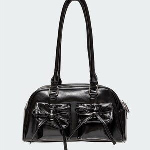 Edikted Bow Pocket Faux Leather Shoulder Bag